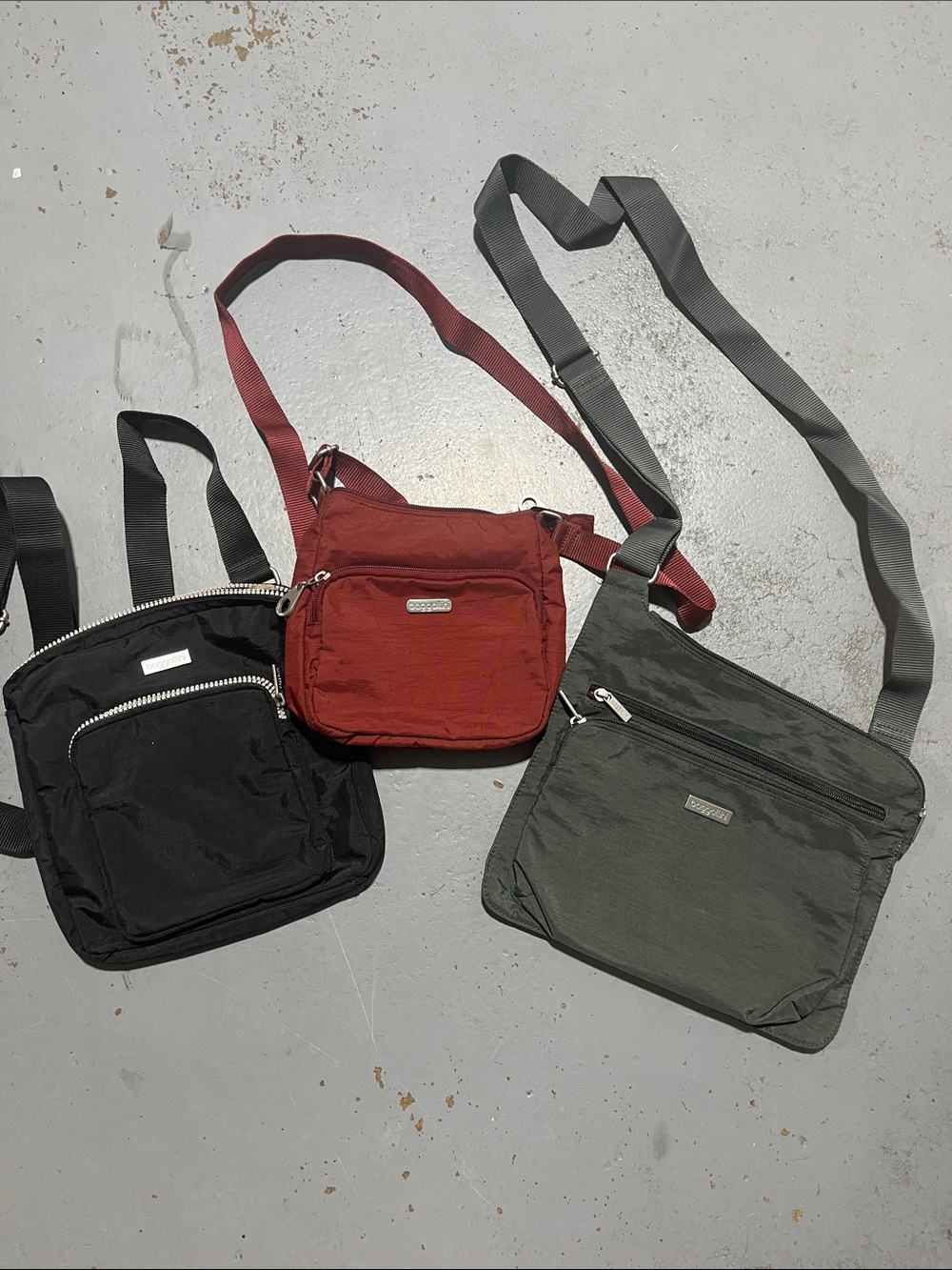 Baggallini Bundle X3 Compact Crossbody Sling Bag - Black, Red, Olive
